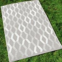 Fusion Beige Cream (120 x 170cm) Picnic Natural Taupe Beach Blanket-Geometric Outdoor Mat Patio/Balcony-Camping Garden Rug-Rico Collection, 100% Polypropylene, Grey