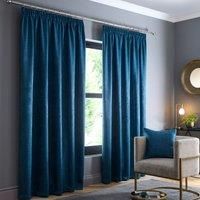 Fusion - Teal Curtains W66 x L72 (168 x 183cm) - 100% Cotton - 2x Panels - Pencil Pleat Curtains in Teal Blue - Soundproof Curtains & Thermal Curtains for Bedroom - Teal Pleated Curtains & Drapes