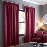 Fusion - Wine Red Curtains W46 x L72 (117 x 183cm) - 100% Cotton - 2x Panels - Pencil Pleat Curtains in Red Wine - Soundproof Curtain & Thermal Curtains for Bedroom - Claret Pleated Curtains & Drapes