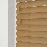 Sahara Oak 50mm Fine Grain Slatted Faux Wood Venetian Blinds with Strings 130cm Drop