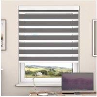 New Edge Blinds Metal Day & Night Zebra Roller Blind with Cassette in Mid Grey | Size: 60 cm width x 200 cm drop