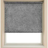 New Edge Blinds Silver Crushed Velvet Blackout Roller Blinds 70cm, Silver