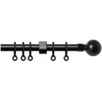 New Edge Blinds Exenteable Metal Curtain Pole 13-16mm 150cm - 280cm Black Ball, Black