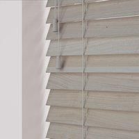 New Edge Blinds Wooden Venetian Blinds with Strings (120cm Drop) Jupiter in Grey | Size: 240 cm
