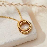 Posh Totty Designs Women's Yellow Gold Personalised Mini Two Ring Russian Necklace