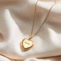 Posh Totty Designs Women's Yellow Gold Plated Personalised Heart Locket Necklace