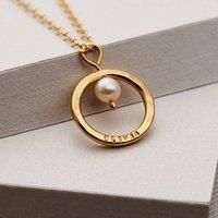 Posh Totty Designs Women's Personalised Yellow Gold Pearl & Circle Necklace | Size: Standard