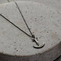Posh Totty Designs Men's Oxidised Sterling Silver Anchor Necklace