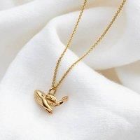 Posh Totty Designs Women's Yellow Gold Plated Mummy & Baby Whale Charm Necklace