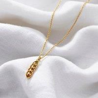 Posh Totty Designs Women's Yellow Gold Plated Pea Pod Charm Necklace