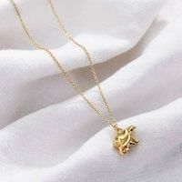 Posh Totty Designs Women's Yellow Gold Plated Mama Bear & Baby Charm Necklace