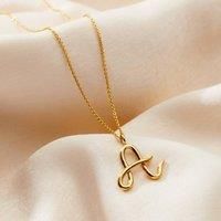 Posh Totty Designs Women's Yellow Gold Plated Large Script Initial Necklace