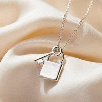Posh Totty Designs Women's Sterling Silver Lock & Key Charm Necklace