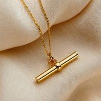 Posh Totty Designs Women's Mini 9ct Gold T Bar Necklace