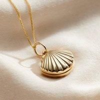Posh Totty Designs Women's 9ct Gold Petite Shell Locket Necklace