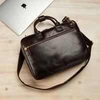 Posh Totty Designs Men's Personalised Leather Laptop Bag Briefcase in Brown