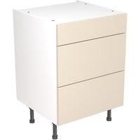 KitchenKIT Slab 60cm 3-Drawer Unit - Matt Cashmere