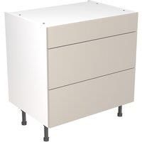 KitchenKIT Slab 80cm 3-Drawer Unit - Matt Light Grey