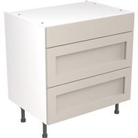 Kitchen Kit Flatpack Shaker Kitchen Cabinet Base 3 Drawer Unit Ultra Matt 800mm in Light Grey MFC