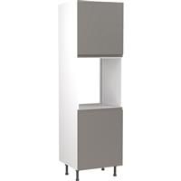 Kitchen Kit Flatpack J-Pull Kitchen Cabinet Tall Single Oven Unit Super Gloss 600mm in Dust Grey MFC