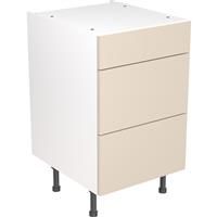 Kitchen Kit Flatpack Slab Kitchen Cabinet Base 3 Drawer Unit Super Gloss 500mm in Cashmere MFC