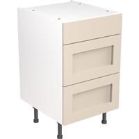 Kitchen Kit Flatpack Shaker Kitchen Cabinet Base 3 Drawer Unit Ultra Matt 500mm in Cashmere MFC