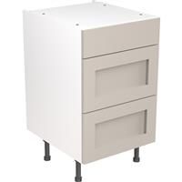Kitchen Kit Flatpack Shaker Kitchen Cabinet Base 3 Drawer Unit Ultra Matt 500mm in Light Grey MFC