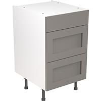Kitchen Kit Flatpack Shaker Kitchen Cabinet Base 3 Drawer Unit Ultra Matt 500mm in Dust Grey MFC