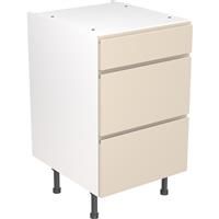 Kitchen Kit Flatpack J-Pull Kitchen Cabinet Base 3 Drawer Unit Super Gloss 500mm in Cashmere MFC