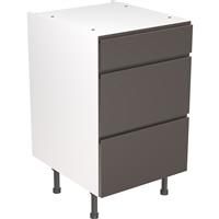 Kitchen Kit Flatpack J-Pull Kitchen Cabinet Base 3 Drawer Unit Super Gloss 500mm in Graphite MFC