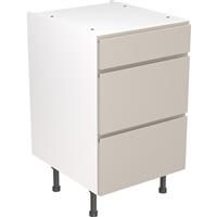 Kitchen Kit Flatpack J-Pull Kitchen Cabinet Base 3 Drawer Unit Ultra Matt 500mm in Light Grey MFC