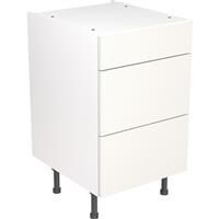 Kitchen Kit Flatpack Value Slab Kitchen Cabinet Base 3 Drawer Unit Matt 500mm in White MFC