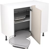 Kitchen Kit Flatpack Slab Kitchen Cabinet Pull Out Base Blind Corner Unit Super Gloss 1000mm Left Hand in Light Grey MFC