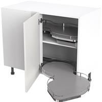 Kitchen Kit Flatpack Slab Kitchen Cabinet Pull Out Base Blind Corner Unit Ultra Matt 1000mm Right Hand in White MFC