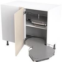 Kitchen Kit Flatpack Slab Kitchen Cabinet Pull Out Base Blind Corner Unit Ultra Matt 1000mm Right Hand in Cashmere MFC