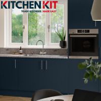 Kitchen Kit Pre-Built Base & Wall Units Indigo Blue Matt & Soft Close Slab Door