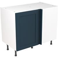 Kitchen Kit Flatpack Shaker Kitchen Cabinet Base Blind Corner Unit Ultra Matt 1000mm in Indigo Blue MFC
