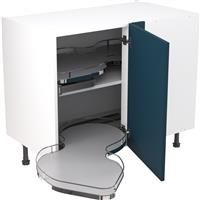 Kitchen Kit Flatpack Shaker Kitchen Cabinet Pull Out Base Blind Corner Unit Ultra Matt 1000mm Left Hand in Indigo Blue MFC