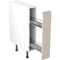 Kitchen Kit Flatpack J-Pull Kitchen Cabinet Pull Out Base Unit Super Gloss 150mm in Light Grey MFC