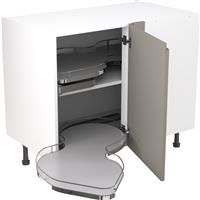 Kitchen Kit Flatpack J-Pull Kitchen Cabinet Pull Out Base Blind Corner Unit Super Gloss 1000mm Left Hand in Dust Grey MFC