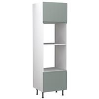 Kitchen Kit Flatpack J-Pull Kitchen Cabinet Tall Oven & Microwave Unit Matt Sage 600mm in Green