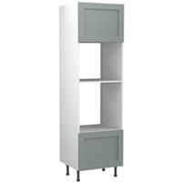 Kitchen Kit Flatpack Shaker Kitchen Cabinet Tall Oven & Microwave Unit Matt Sage 600mm in Green