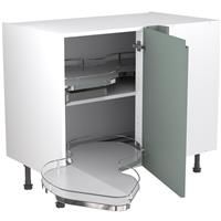 Kitchen Kit Flatpack J-Pull Kitchen Cabinet Pull-Out Base Blind Corner Unit Matt Sage 1000mm in Green
