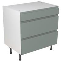 Kitchen Kit Flatpack J-Pull Kitchen Cabinet Base 3 Drawer Unit Matt Sage 800mm in Green