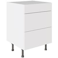 Kitchen Kit Slab 3 Drawer Base Kitchen Cabinet Supermatt 600mm in White