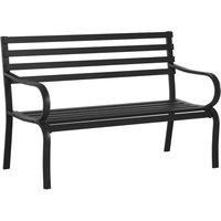 Outsunny Stylish 2 Seater Metal Garden Porch Chair Bench Stable Patio Outdoor Park Metal Bench - Black
