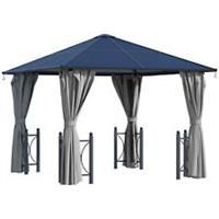 Outsunny 3mx3m Patio PC Board Hardtop Gazebo with Screened Curtains Metal