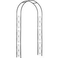 Outsunny Vintage Style Steel Garden Patio Outdoor Arbor & Trellis Arch Support For Vines & Climbing Plants Decoration - Black 2.3H m