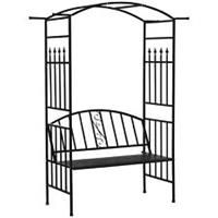 Outsunny Garden Arbor Arch Metal Bench Loveseat Outdoor Decoration Patio