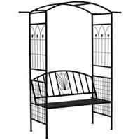 Outsunny Garden Arbour Arch Metal Bench Loveseat Outdoor Patio Plant Climber